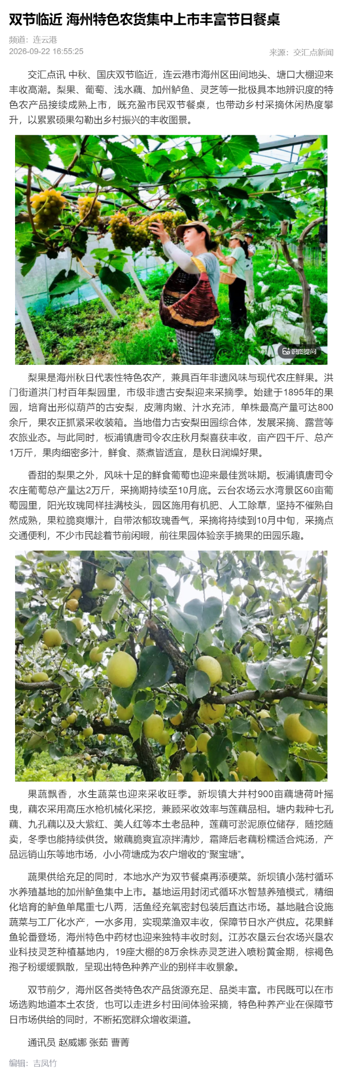 9.22曹菁-交汇点新闻 双节临近 海州特色农货集中上市丰富节日餐桌.png